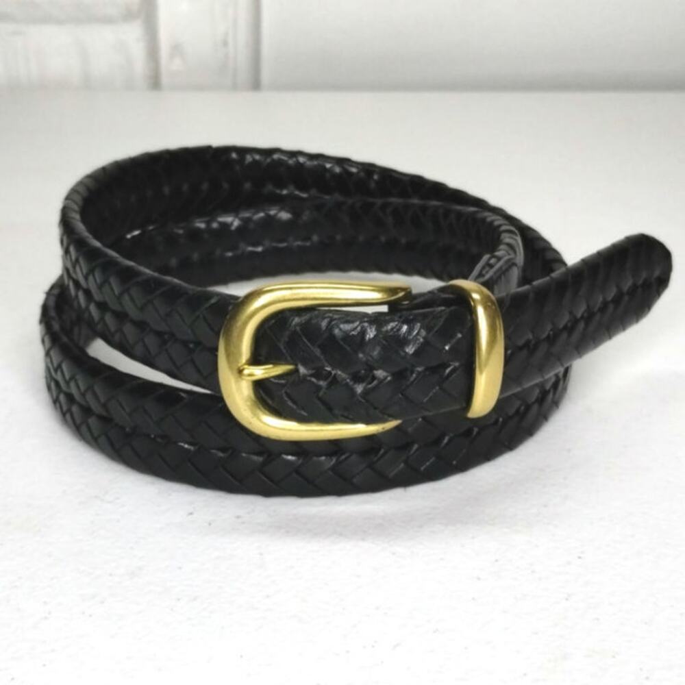 Vintage Coach Men's Belt size 40 Woven Black Leather Brass Buckle 6922 - Picture 1 of 6